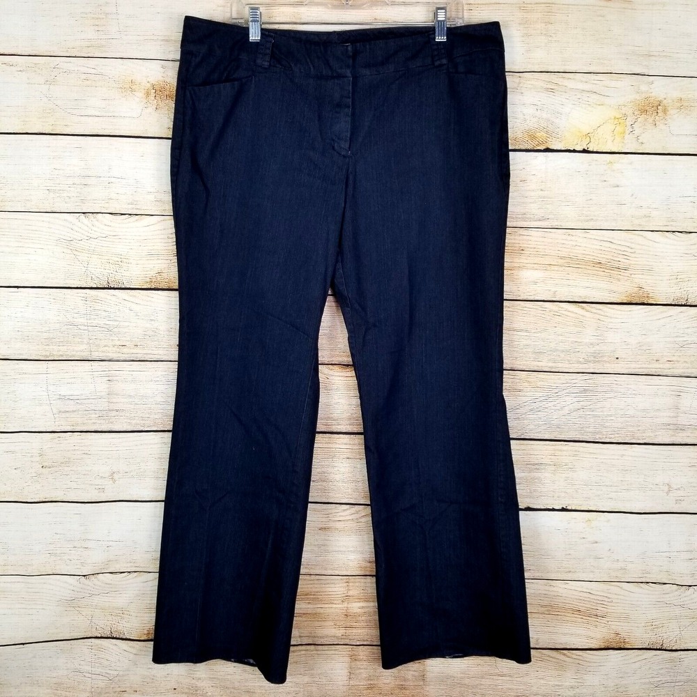 New York &‎ Co Womens Size 15 Average Stretch Denim Pants Slit Pocket Career